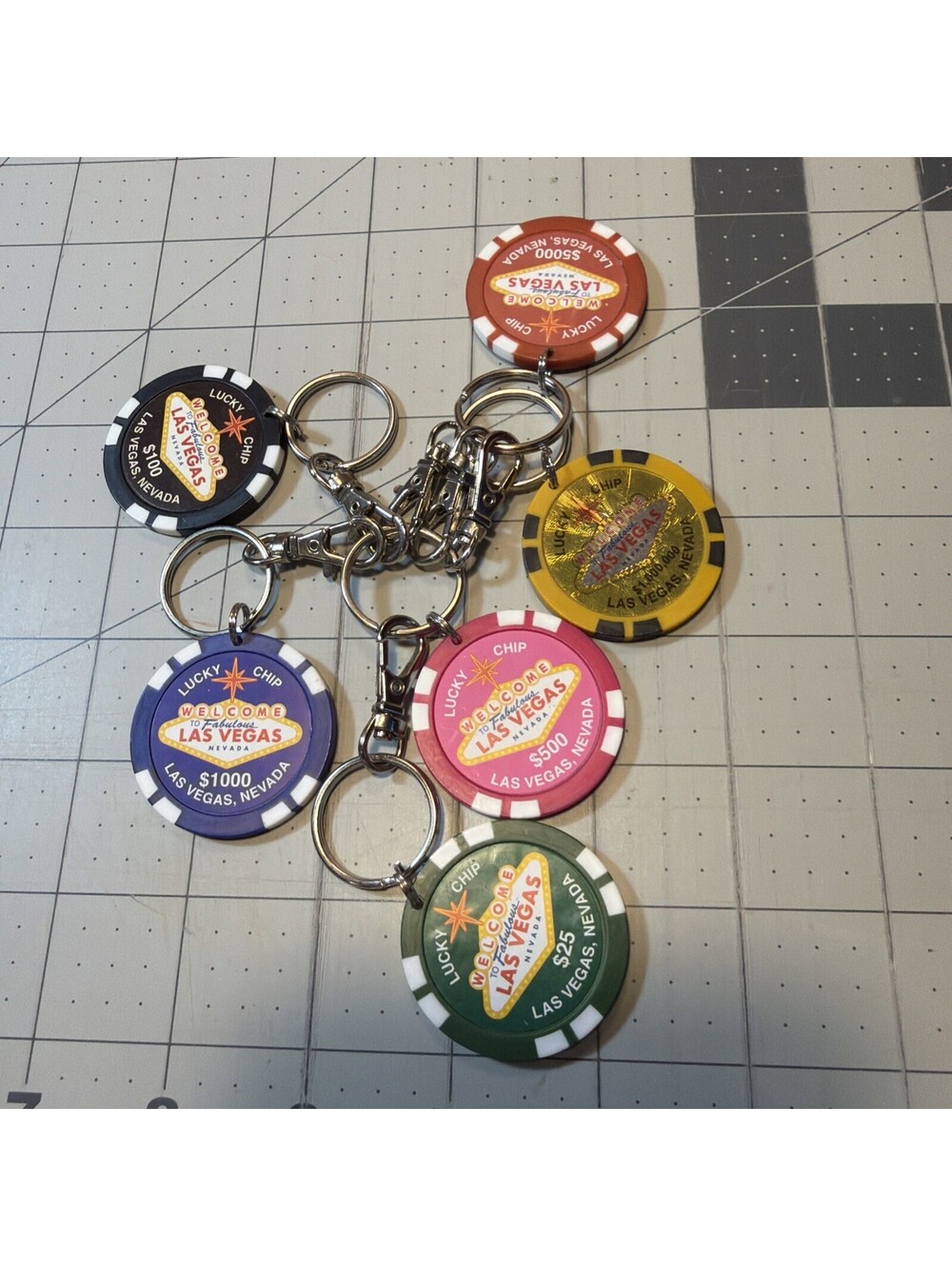 Vintage Lucky Chip Nevada Welcome To Las Vegas Keychains LOT